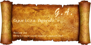 Gyuricza Agenór névjegykártya